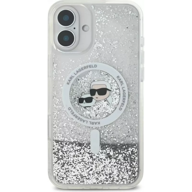 Karl Lagerfeld KLHMP16MLGKCSGH aizmugures vāciņš iPhone 16 Plus, TPU/PC, caurspīdīgs