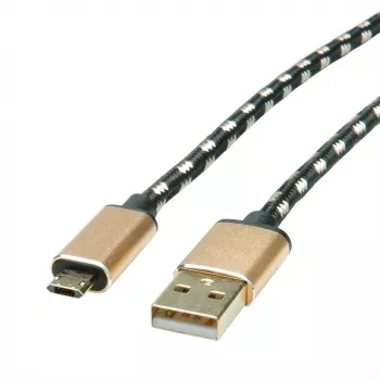 ROLINE 11.02.8820 USB kabelis 1,8 m USB 2.0 USB-C Micro-USB B Melns - Zelts (11.02.8820)