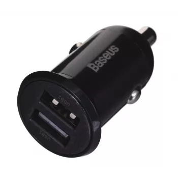 Auto lādētājs Baseus Gain Pro Universal Melns — 2× USB 2.0, 2.4 A uz portu, Ieeja 12–24 V, 5 V izeja