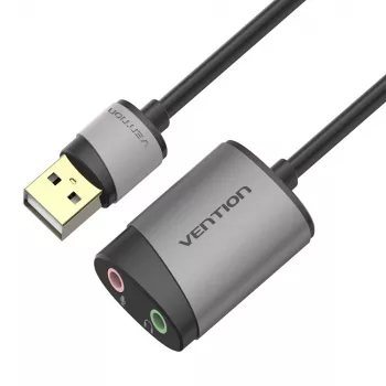 Vention USB ārējā skaņas karte 0.15M Pelēks Metāls