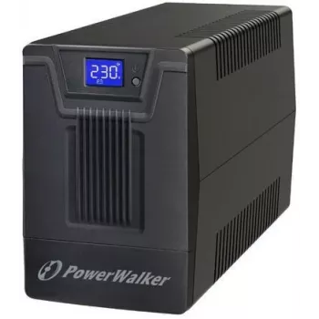 Nepārtrauktās barošanas avots PowerWalker VI 800 SCL FR — Line-interaktīvs UPS 0.8 kVA (480 W), 2× E tipa kontaktligzdas, USB, RJ-45/RJ-11, 12V 9Ah akumulators, tornis, melns