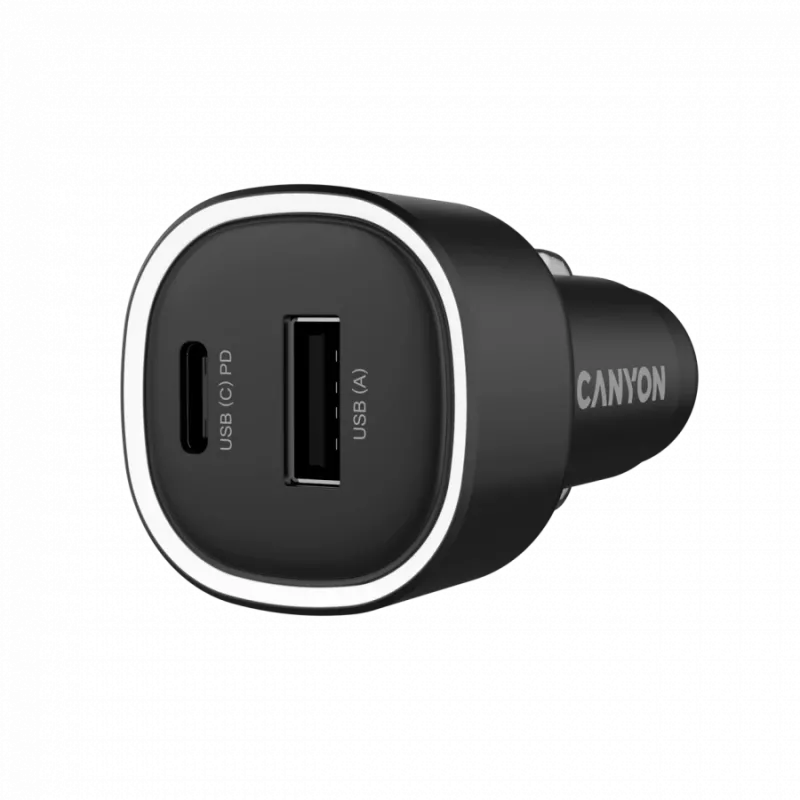 CANYON autolādētājs OnDrive 48 PD 48W USB-A+USB-C Melns