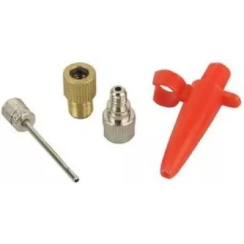 FISCHER Adapteru komplekts 85618 — metāla sūkņa adapteri (sarkani) velosipēdu un skrejriteņu vārstiem