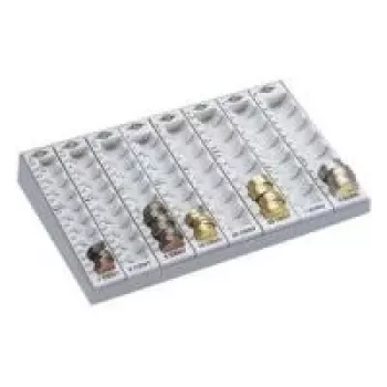 Monētu skaitīšanas paplāte WEDO 290×200×45 mm Euro gaiši pelēka ar 8 monētu slotiem