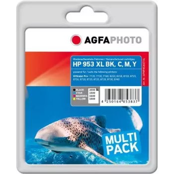 AgfaPhoto tintas kasetne, nomaina HP 3HZ52AE No.953XL, melna, ciāna, fuksīna, dzeltena, Officejet Pro 8210 (APHP953SETXL)