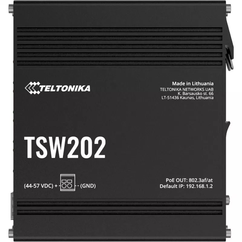 Teltonika TSW202 Pārvaldāms L2 Gigabit Ethernet (10/100/1000) PoE slēdzis, alumīnija korpuss, zils