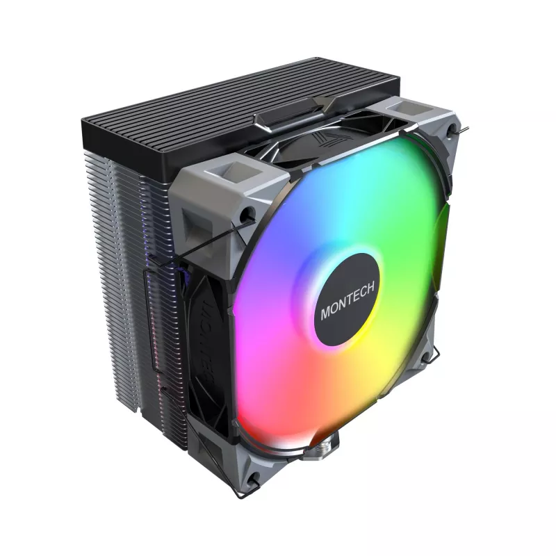 Montech NX400 Black ARGB procesora dzesētājs ar ventilatoru, vairākām ligzdām, 120 mm, melns