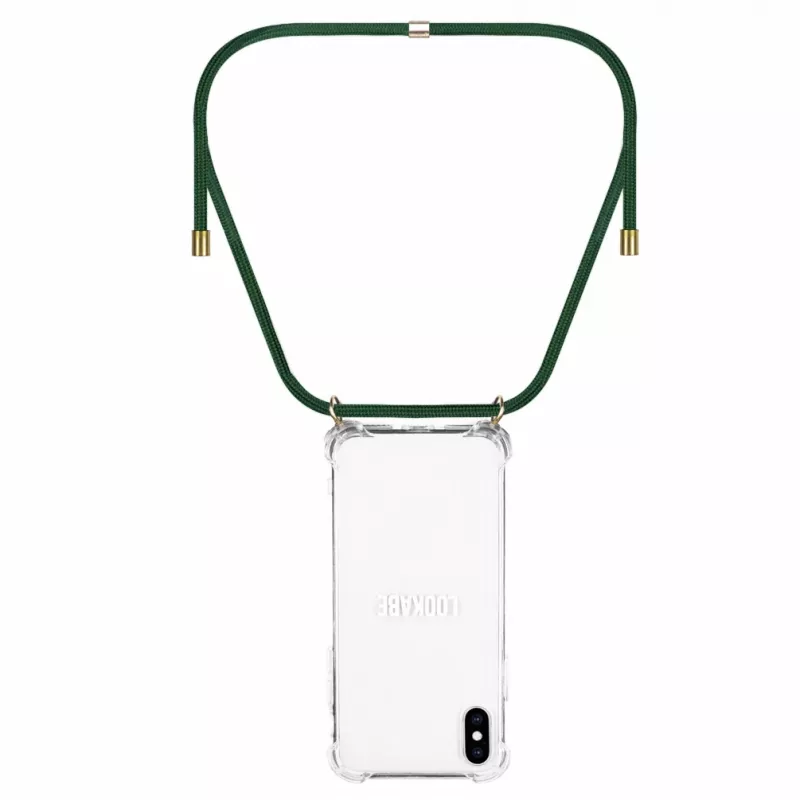 Phone necklace maciņš Lookabe iPhone X / Xs — zelts ar zaļu siksnu