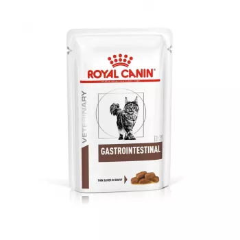 Slapjā barība kaķiem Royal Canin Gastrointestinal 85 g paciņa — gaļa, 12 x 85 g, pieaugušiem kaķiem, gremošanas problēmām
