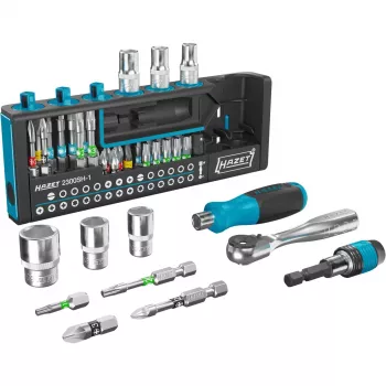 Hazet Bit Set 2300SH-1 — 39 gabalu komplekts: spraugveida, Phillips, Pozidriv, sešstūra un Torx uzgaļi