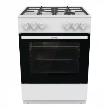 Brīvi stāvoša gāzes plīts Gorenje GG6A10WFFM, balta, 4 degļu virsma, 72 L gāzes cepeškrāsns, rotējošas priekšējās vadības