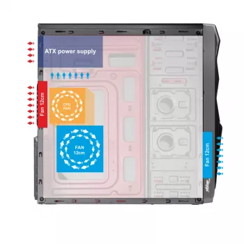 Akyga AK13BK Micro Tower datora korpuss, ATX / Micro ATX / Mini ITX, 2x USB 3.0, sieta priekšpanelis, bez barošanas bloka, melns