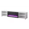 TV skapis cama meble POLO 180x33x39 cm ar elektrisko kamīnu 1400–1600 W, laminēts, balts/melns