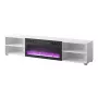 TV skapis cama meble POLO 180x33x39 cm ar elektrisko kamīnu 1400–1600 W, laminēts, balts/melns