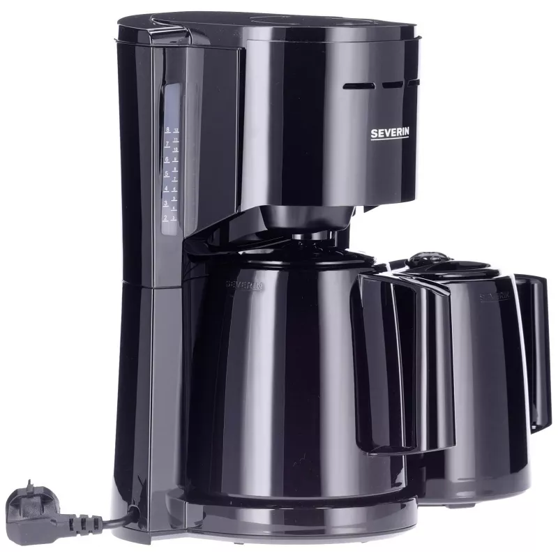 Severin KA 9307 filtra kafijas aparāts ar 2 termokannām, 8 tases, 1000 W, melns