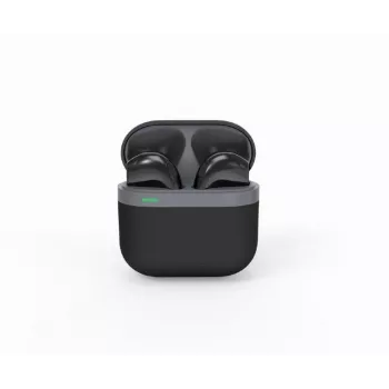 Bluetooth austiņas GEMBIRD TWS-02-BK, iekšauss TWS, melni/pelēki, līdz 5 h atskaņošanas, iebūvēts mikrofons, uzlādes futrālis