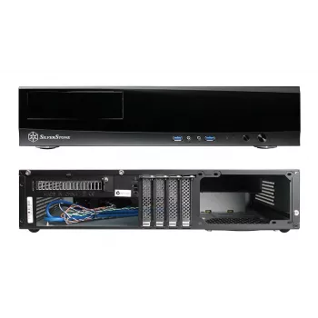 SilverStone MILO ML03 korpuss - Desktop - Mikro-ATX - bez barošanas bloka (ATX / PS/2) - Melns - USB/Audio (SST-ML03B-R)
