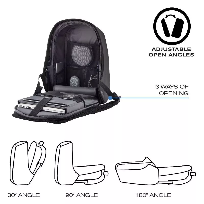 Mugursoma XDDESIGN P705.291 Antracīta — 18 L, nodalījumi klēpjdatoram un planšetei, fiksējams galvenais rāvējslēdzējs