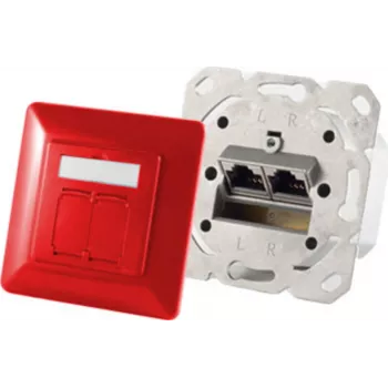 Rozete 2x RJ-45 ShiverPeaks 74280-R Cat6a 500 MHz sarkana matēta metāla