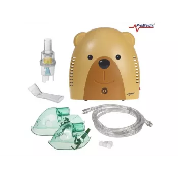 Promedix PR-811 bērnu inhalators lācītis, kompresora nebulizators ar maskām un filtriem