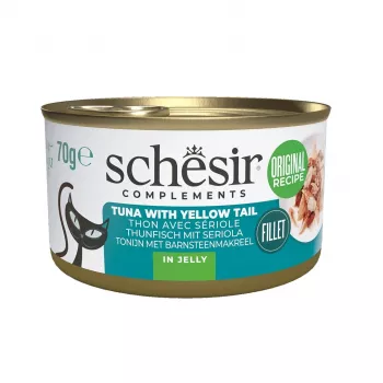 Agras Pet Foods SCHESIR Complements mitrais kaķu barība tuncis ar dzeltenasti želejā 70 g