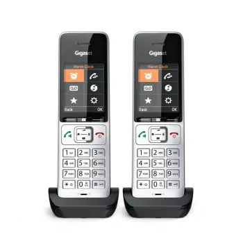 Gigaset COMFORT 500HX duo Analog/DECT telefons ar zvana identifikāciju Melns, Sudrabs