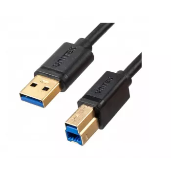 USB kabelis Unitek C14095BK-2M — USB-A uz USB-B 3.0, 5 Gbps, 2 m, melns, apzeltīti kontakti