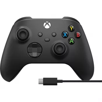 Microsoft Xbox Wireless Controller + USB-C kabelis Melns Spēļu kontrolieris Analogs / Digitāls PC, Xbox One, Xbox One S, Xbox One X, Xbox Series S, Xbox Series X
