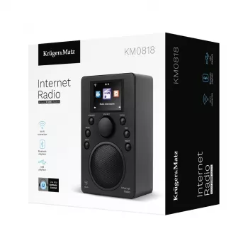 Interneta radio Kruger & Matz KM0818.1 ar Wi‑Fi, Bluetooth, USB un modinātājpulksteni
