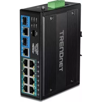 TRENDnet TI-BG104 - Rūpnieciskais neslēdzams tīkla slēdzis - 4 x Gigabit PoE++ + 4 x Gigabit PoE+ + 2 x Combo SFP/RJ-45 - DIN sliedei, sienai