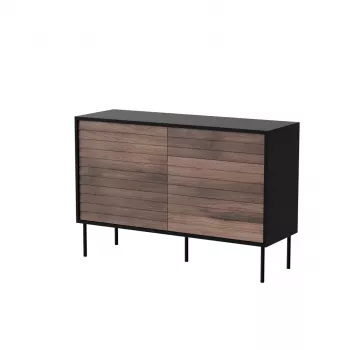 Kumode CORTINA 1D3S 120x40x81 cm, melna/valrieksts, 3 atvilktnes, skaidu plātne