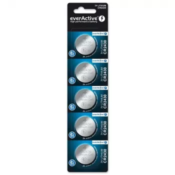 EverActive CR2430 litija baterija 3 V, 24,5 mm × 3 mm, 5 iepakojumā