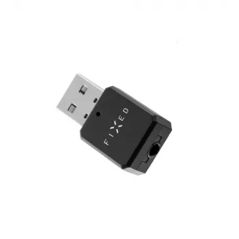Bluetooth audio uztvērējs FIXED FIXSIG-BK — melns, bezvadu audio straumēšanas adapteris ar 3.5 mm izeju