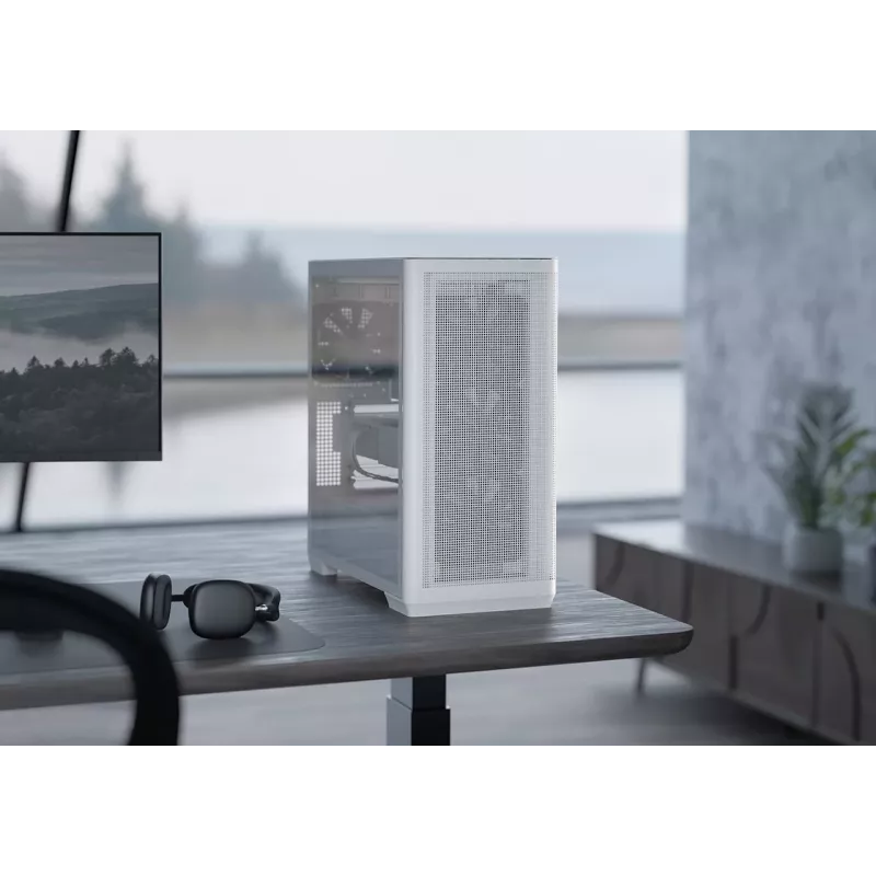 APNX PC Midi Tower C1-R-WT-v1 — Balts, ATX/Micro-ATX/Mini-ITX, 3x120 mm priekšējie ventilatori, 3x3.5 inch + 3x2.5 inch sloti, USB 3.2 Gen1 x2