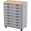 Uzglabāšanas ratiņi Paperflow DT162N.02.23, 16 atvilktnes, 55.2×74.5×35 cm, pelēki