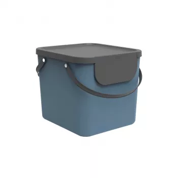 Plastmasas glabāšanas konteiners rotho Albula 40 L taisnstūrveida, zils, 40 L tilpums, pakarināšanas atvere, 400×358×340 mm
