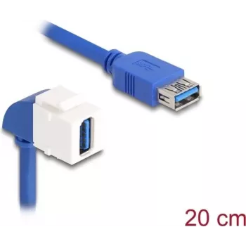 DeLOCK Keystone modulis USB 5 Gbps Type-A sievišķs uz sievišķu 90° leņķa 20 cm zils