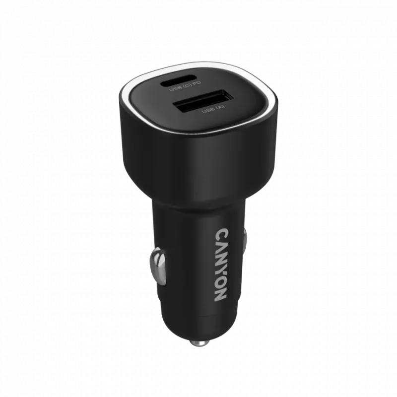 CANYON autolādētājs OnDrive 48 PD 48W USB-A+USB-C Melns