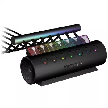 Streamplify HUB CTRL 7, 7x USB 3.0 Type A, RGB, 12V, ES barošanas kabelis - melns