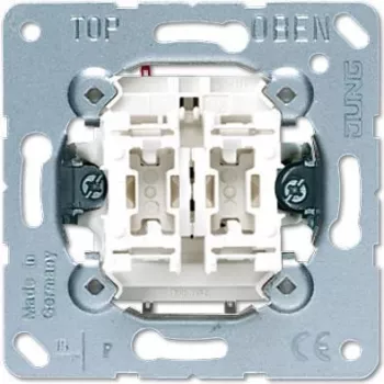 Sienas slēdža modulis JUNG 505 U 1P, 1-pola 10 A, 250 V — Metāliski balts