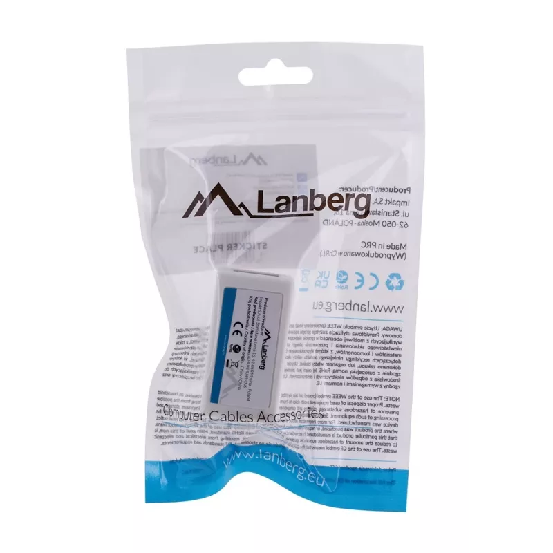 Lanberg AD-RJ45-RJ45-OU6 RJ45 savienojums Cat.6 UTP, balts