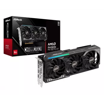 Grafikas karte ASRock Challenger Radeon RX 9070 XT — 16 GB GDDR6, 256-bit, PCIe 5.0, 3 ventilatoru aktīvā dzesēšana