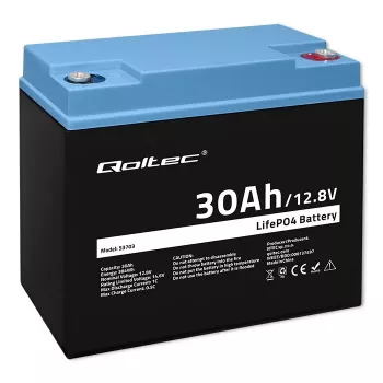 Akumulators LiFePO4 QOLTEC 12.8V 30Ah 384Wh ar BMS