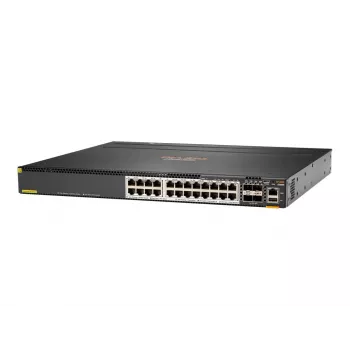 Hewlett Packard Enterprise HPE Aruba 6300M - Slēdzis - L3 - pārvaldīts - 24 x 1/2,5/5/10GBase-T + 4 x 1 Gigabitu / 10 Gigabitu / 25 Gigabitu / 50 Gigabitu SFP56 (augšupsaite / sakraušana) - priekšpuse