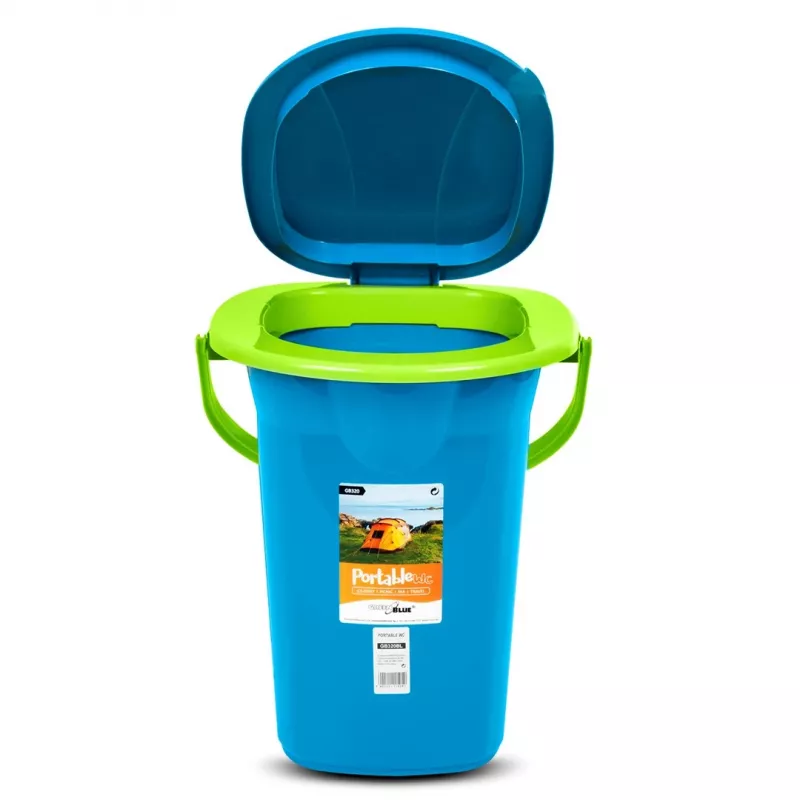 GreenBlue GB320BL Pārnēsājams tualetes spainis ar vāku un rokturi, 19L, izturīgs un stabils