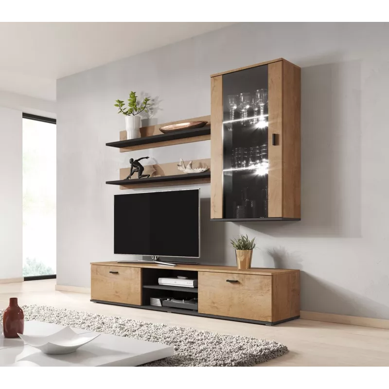 Cama set of two shelves 125cm SOHO lefkas oak/Melns