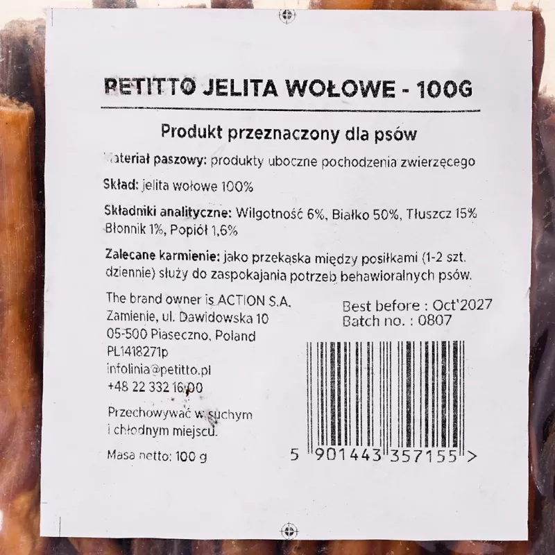 PETITTO liellopu zarnu kumosiņš suņiem 100 g