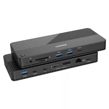 Doko stacija UNITEK D1079A USB4 Melna 100W Power Delivery