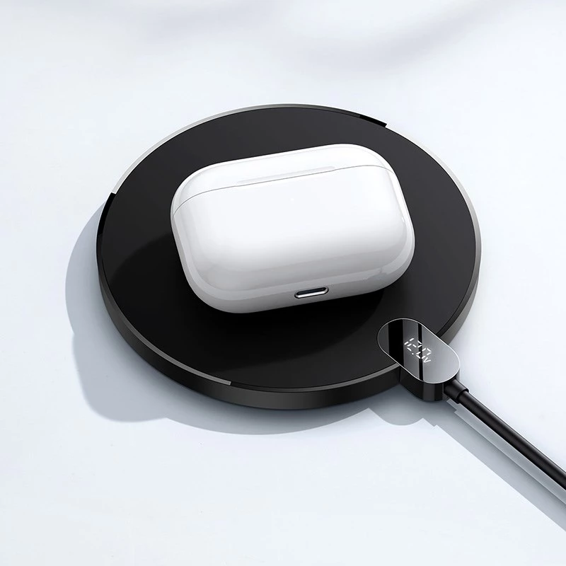 Baseus CCED000001 bezvadu lādētājs austiņām un viedtālruņiem, melns, USB, iekštelpām