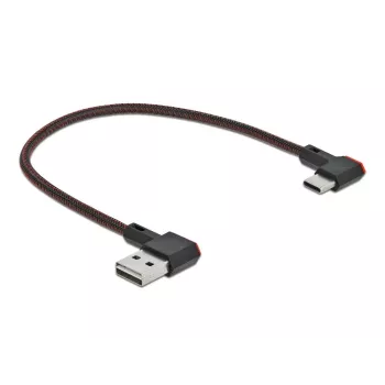 USB kabelis DeLOCK EASY-USB 2.0 Type-A vīrišķais uz Type-C vīrišķais leņķa 0,2m melns